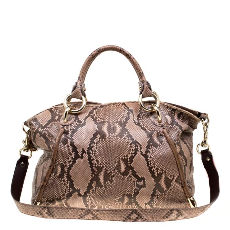 Pre Owned Bally Beige Python Top Handle Bag