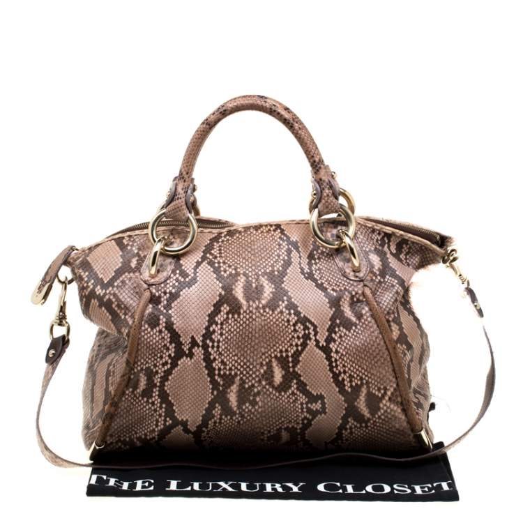 Pre Owned Bally Beige Python Top Handle Bag