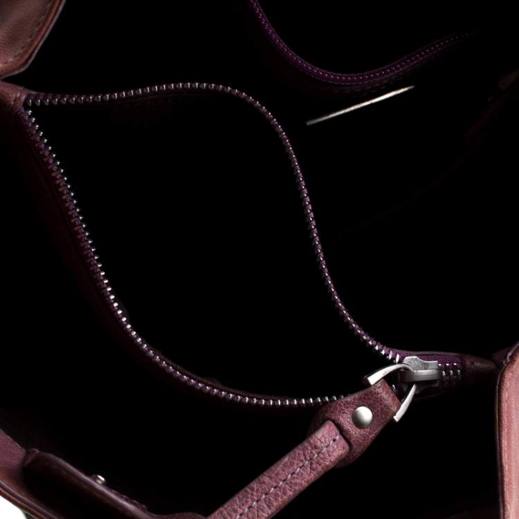 Pre Owned Bally Tan Leather Zippered Pocket Hobo