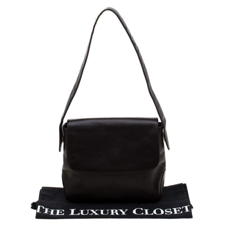 Pre Owned Bally Black Leather Flap Shoulder Bag