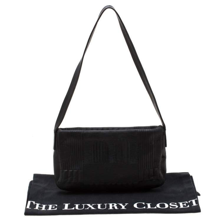 Pre Owned Bally Black Branchville Embossed Leather Shoulder Bag