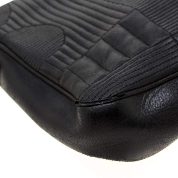 Pre Owned Bally Black Branchville Embossed Leather Shoulder Bag