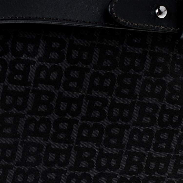 Pre Owned Bally Black Monogram Canvas and Leather Flap Shoulder Bag