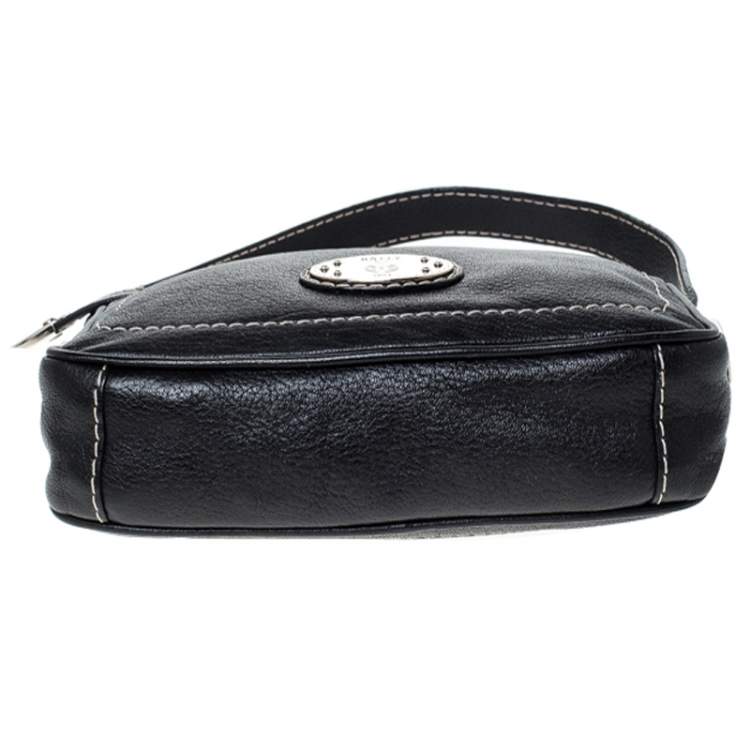 Pre Owned Bally Black Leather Pochette Bag
