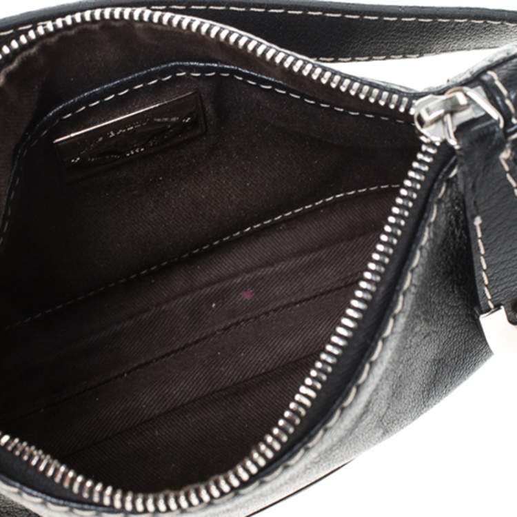 Pre Owned Bally Black Leather Pochette Bag