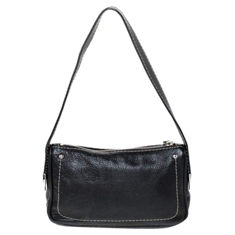 Pre Owned Bally Black Leather Pochette Bag