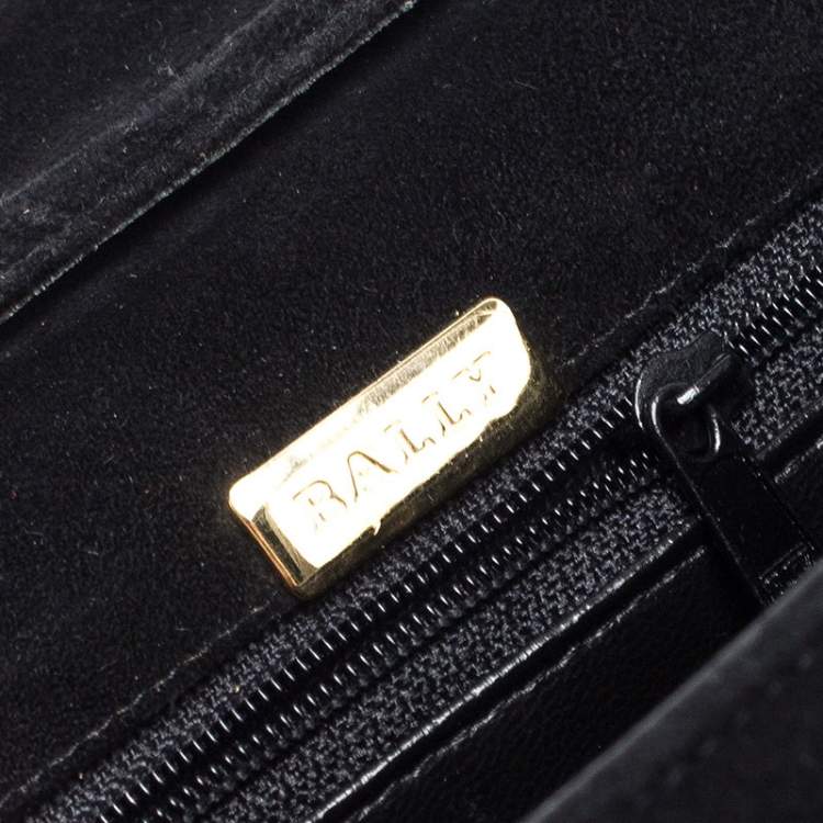 Pre Owned Bally Black Suede and Leather Flap Crossbody Bag