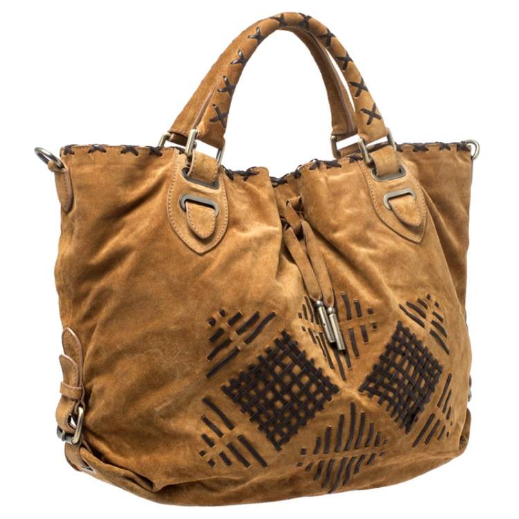 Pre Owned Bally Brown Suede and Leather Shopper Tote 
