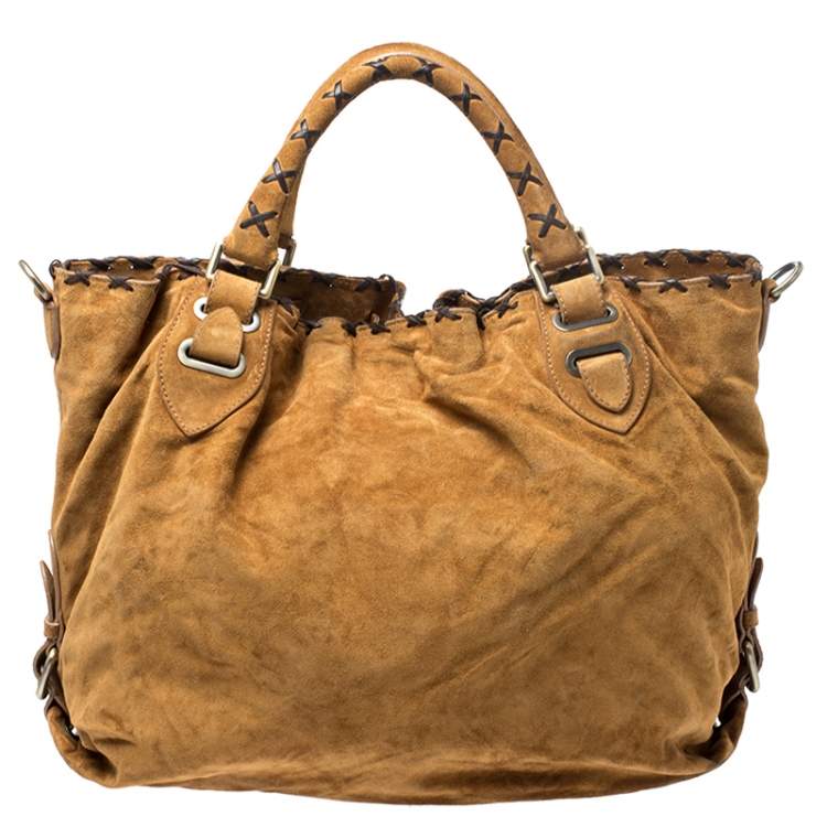 Pre Owned Bally Brown Suede and Leather Shopper Tote 