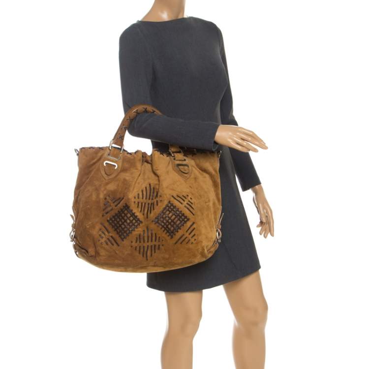 Pre Owned Bally Brown Suede and Leather Shopper Tote 