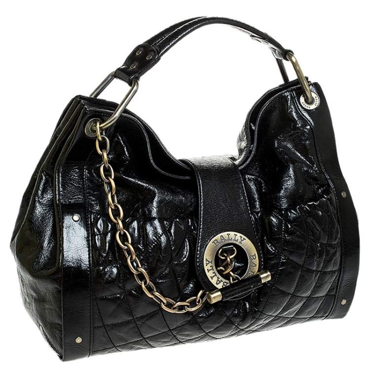 Pre Owned Bally Black Leather Meg T Shoulder Bag 