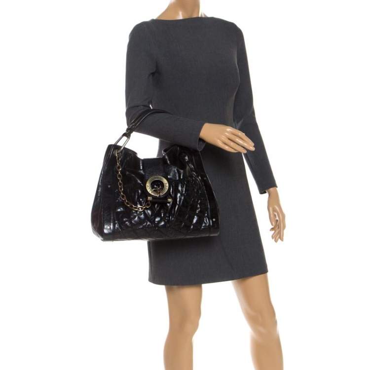 Pre Owned Bally Black Leather Meg T Shoulder Bag 