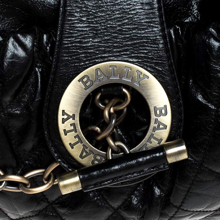 Pre Owned Bally Black Leather Meg T Shoulder Bag 