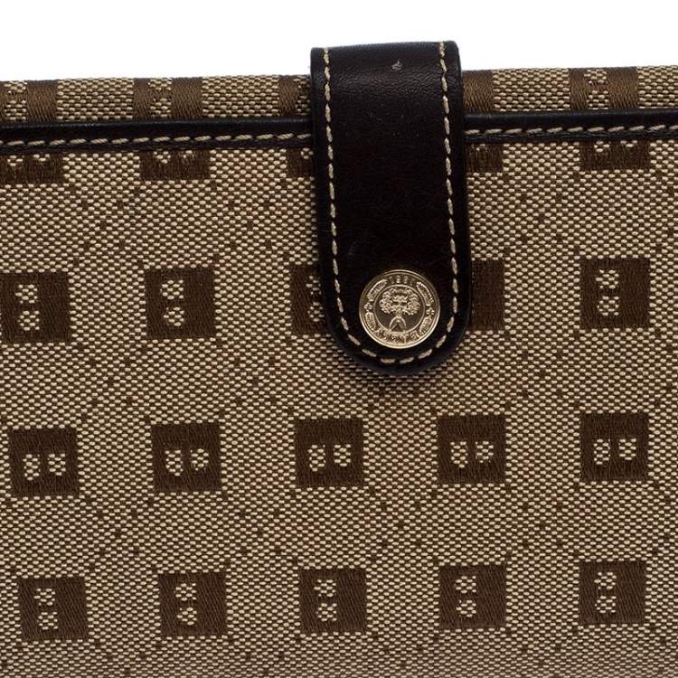 Pre Owned Bally Brown Canvas Damata Long Flap Wallet