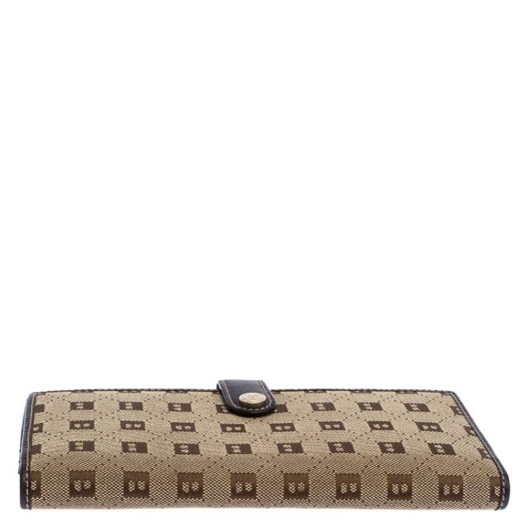 Pre Owned Bally Brown Canvas Damata Long Flap Wallet