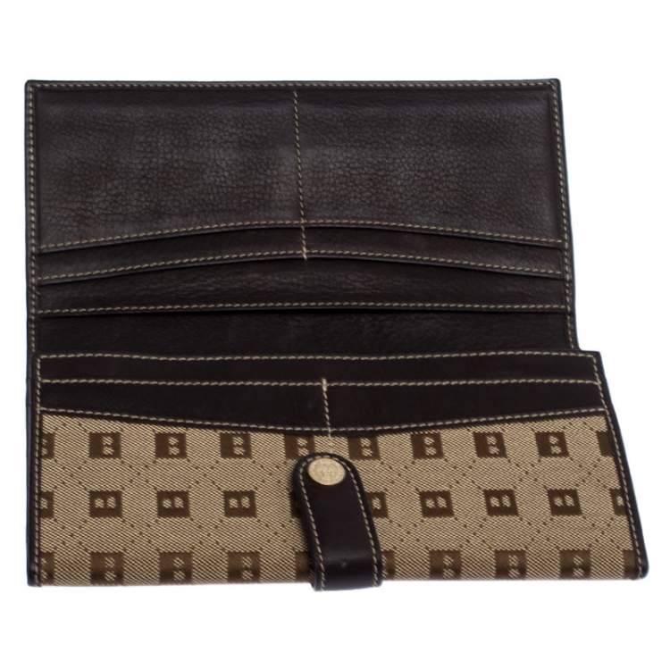 Pre Owned Bally Brown Canvas Damata Long Flap Wallet
