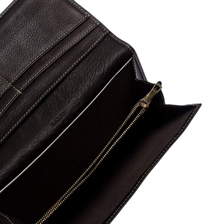 Pre Owned Bally Brown Canvas Damata Long Flap Wallet