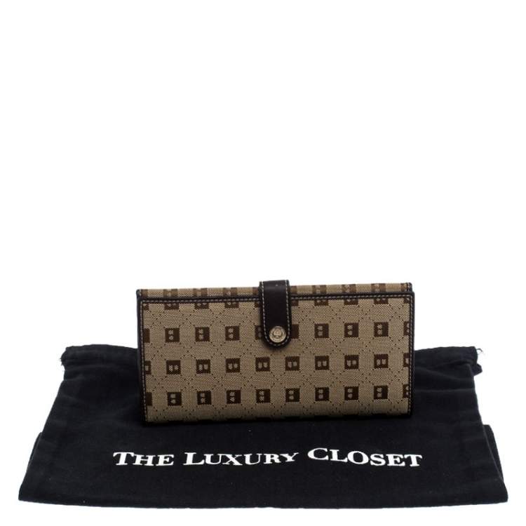 Pre Owned Bally Brown Canvas Damata Long Flap Wallet
