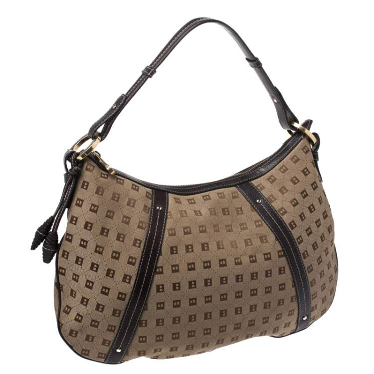 Pre Owned Bally Beige/Brown Canvas and Leather Hobo 