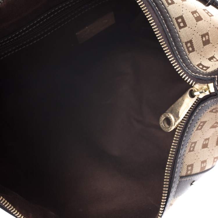 Pre Owned Bally Beige/Brown Canvas and Leather Hobo 
