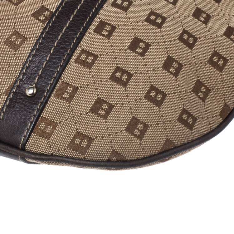 Pre Owned Bally Beige/Brown Canvas and Leather Hobo 