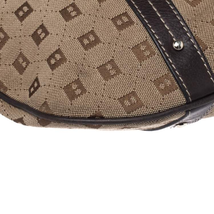 Pre Owned Bally Beige/Brown Canvas and Leather Hobo 