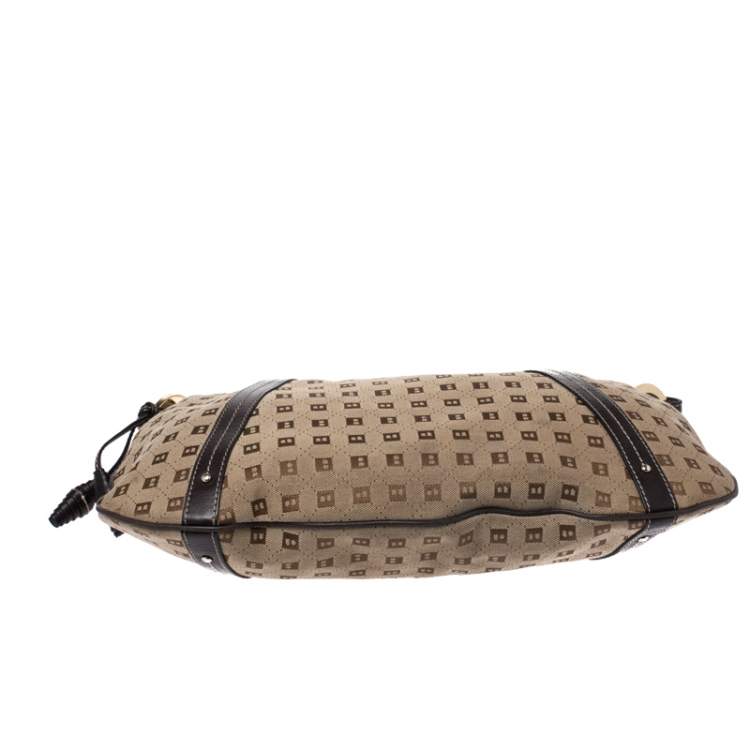 Pre Owned Bally Beige/Brown Canvas and Leather Hobo 