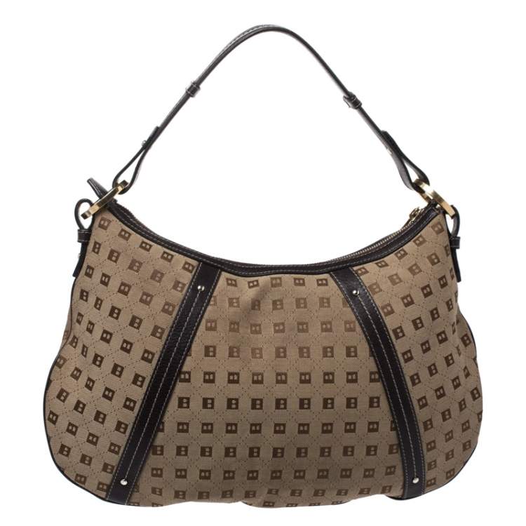 Pre Owned Bally Beige/Brown Canvas and Leather Hobo 