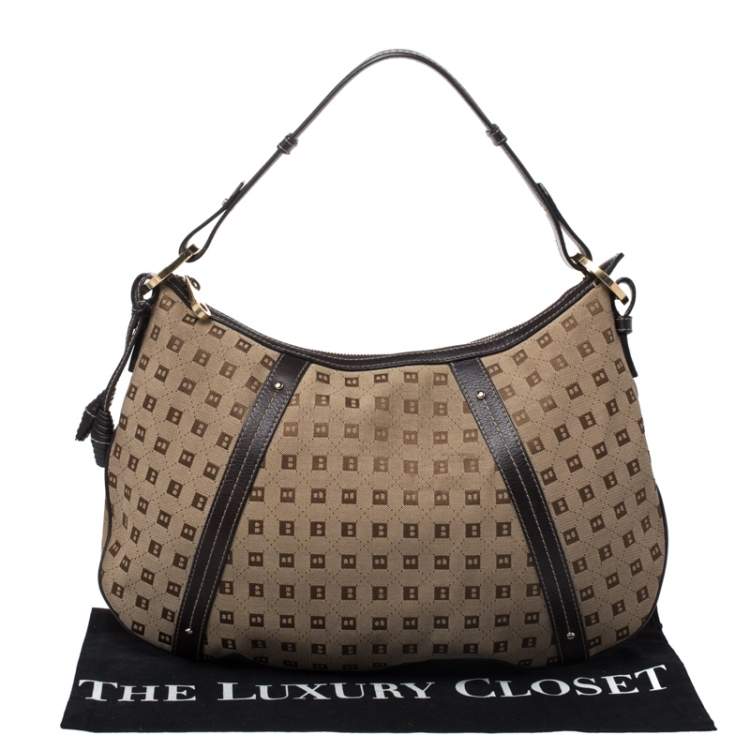 Pre Owned Bally Beige/Brown Canvas and Leather Hobo 