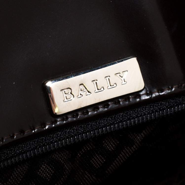 Pre Owned Bally Dark Brown Quilted Nylon and Patent Leather Hobo