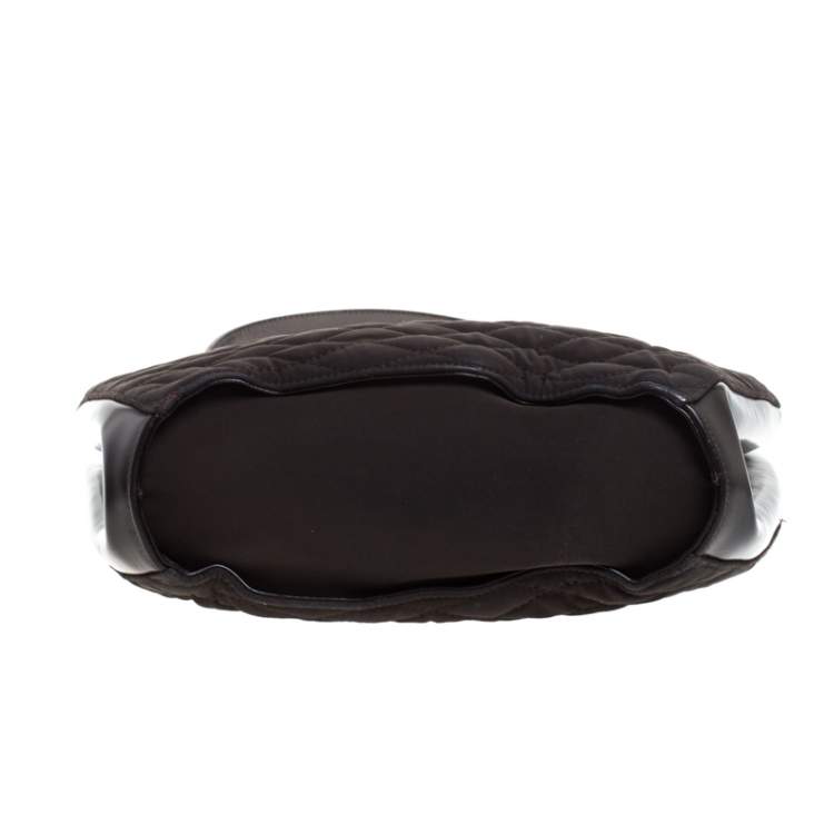 Pre Owned Bally Dark Brown Quilted Nylon and Patent Leather Hobo