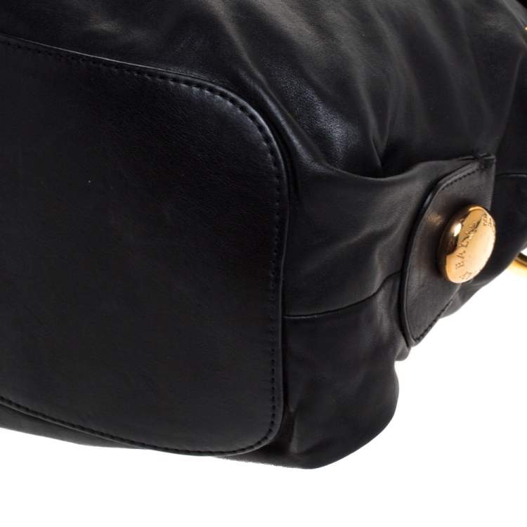 Pre Owned Bally Black Leather Drawstring Tote