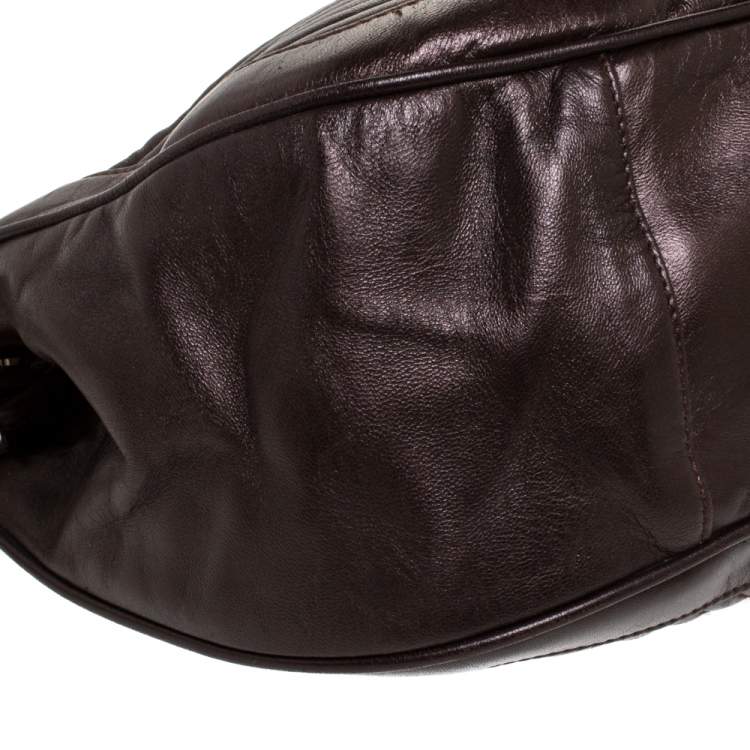 Pre Owned Bally Brown Leather Drawstring Shoulder Bag