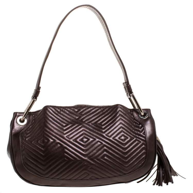 Pre Owned Bally Brown Leather Drawstring Shoulder Bag