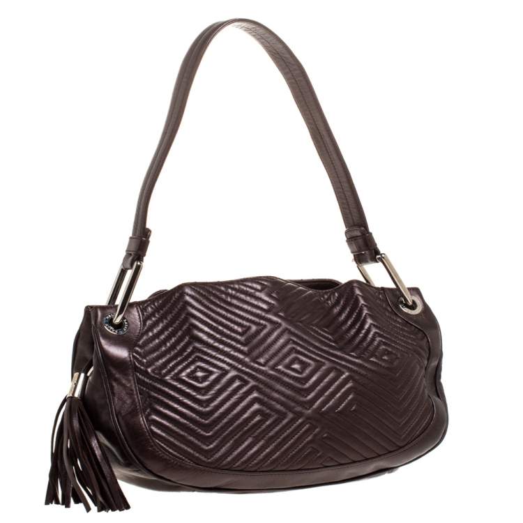 Pre Owned Bally Brown Leather Drawstring Shoulder Bag