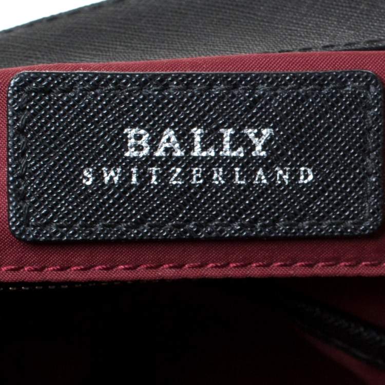 Pre Owned Bally Black Leather Striped Tote