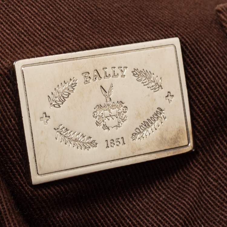 Pre Owned Bally Beige/Brown Canvas and Leather Zip Pocket Satchel