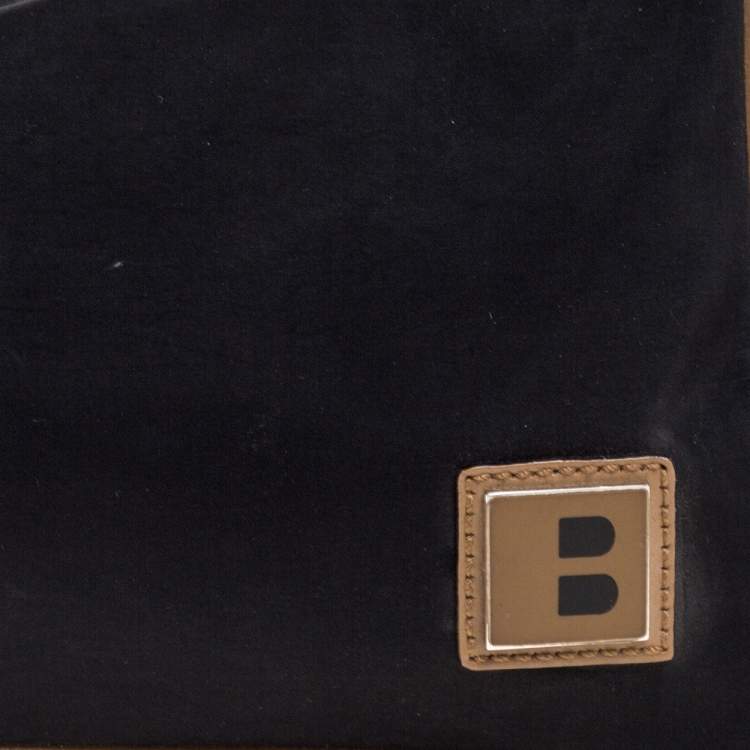 Pre Owned Bally Black/Beige Nylon and Leather Baguette Bag