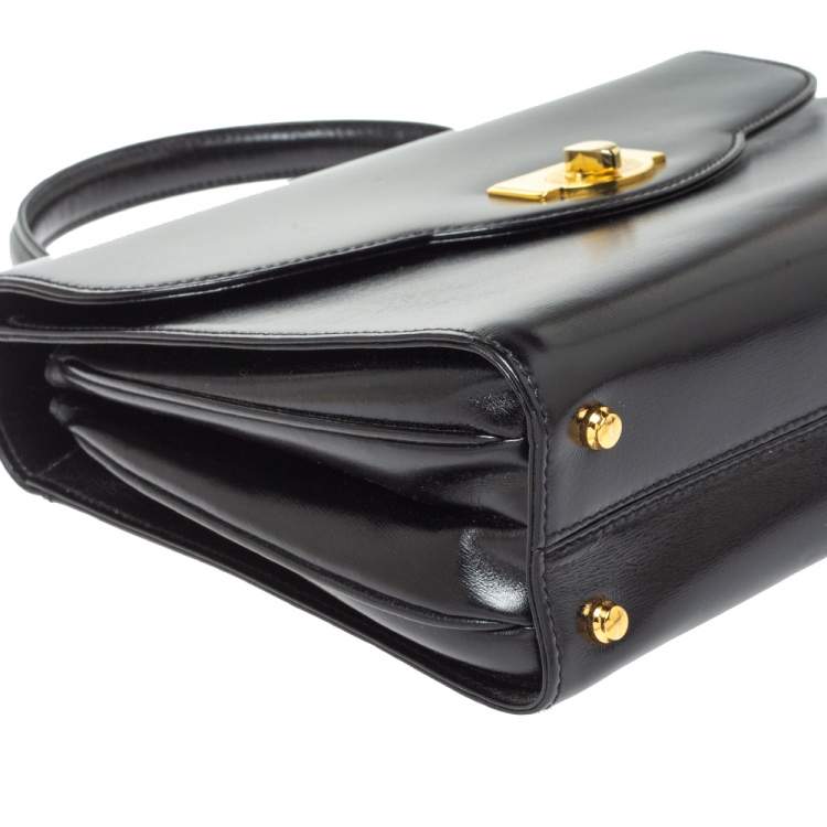 Pre Owned Bally Black Leather Vintage Top Handle Bag