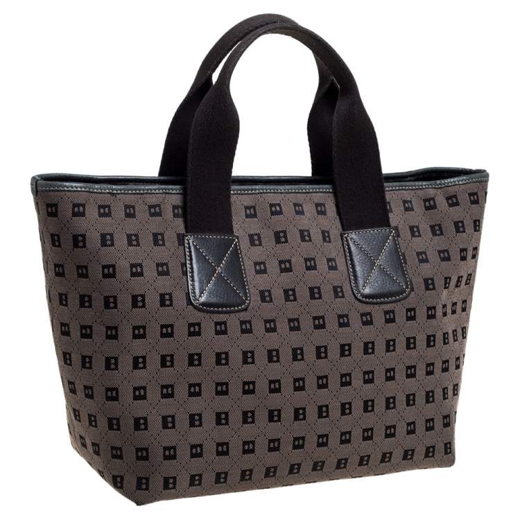 Pre Owned Bally Brown/Black Canvas and Leather Tote