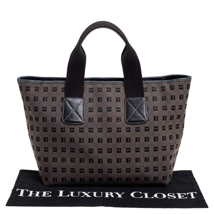 Pre Owned Bally Brown/Black Canvas and Leather Tote