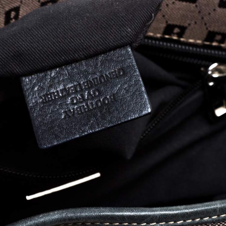 Pre Owned Bally Brown/Black Canvas and Leather Tote