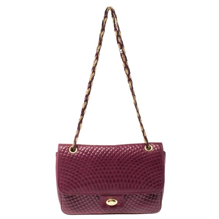 Bally Purple Quilted Leather Double Flap Chain Bag Bally | The Luxury Closet