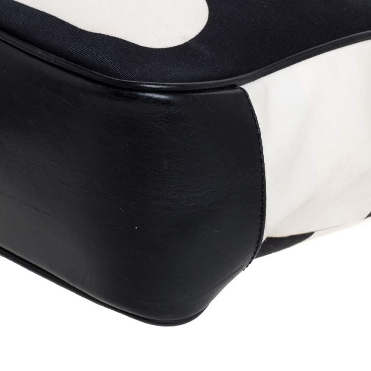 Pre Owned Bally Black/White Canvas and Leather Bennas Tote