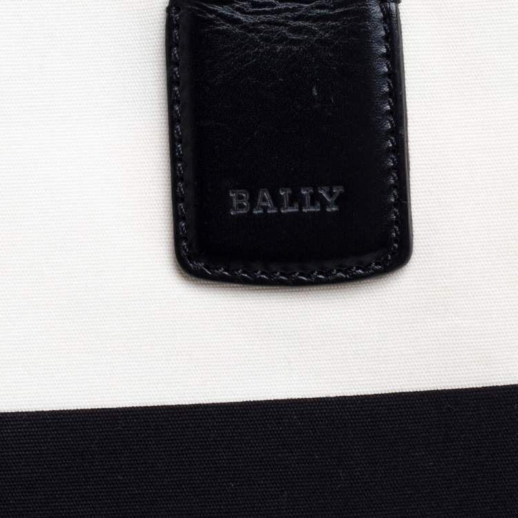 Pre Owned Bally Black/White Canvas and Leather Bennas Tote