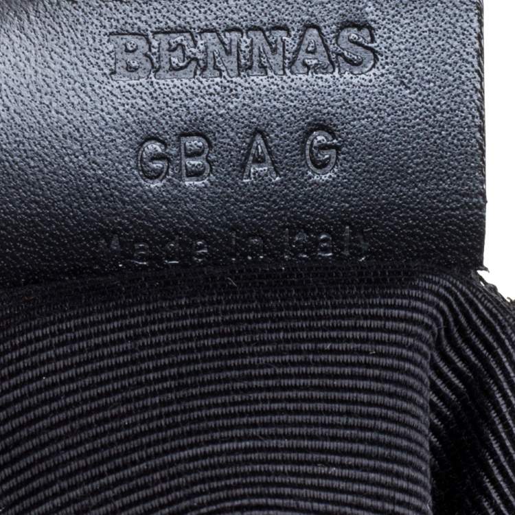 Pre Owned Bally Black/White Canvas and Leather Bennas Tote