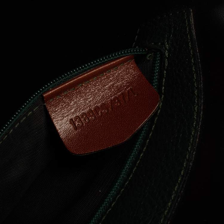 Pre Owned Bally Dark Green/Brown Leather Vintage Dome Satchel