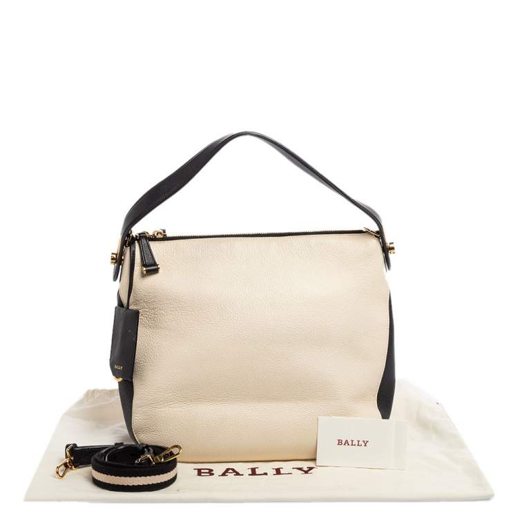 Pre Owned Bally Cream/Black Leather Fiona Crossbody Bag