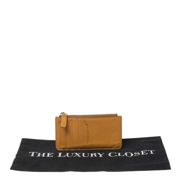Pre Owned Bally Yellow Leather Zip Card Holder