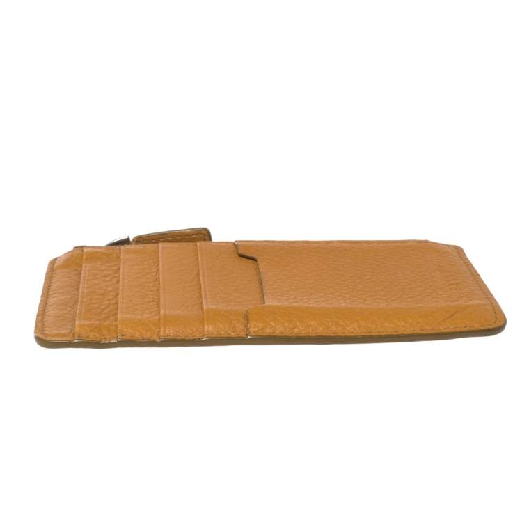Pre Owned Bally Yellow Leather Zip Card Holder